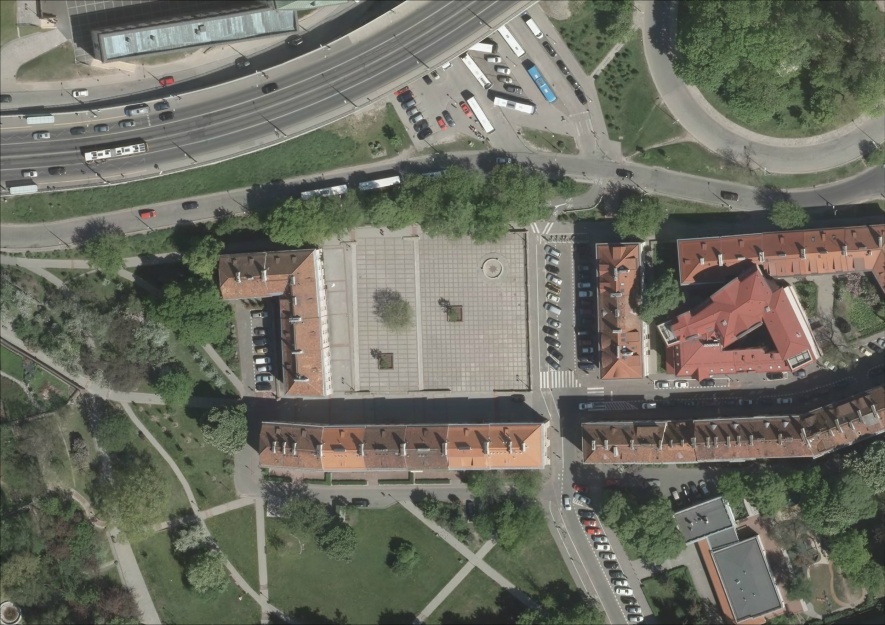 Fragment fotoplanu na podstawie zmontowanych pionowych zdjęć lotniczych z 2016 r., skala 1:1500, z zasobów Urzędu m.st. Warszawy