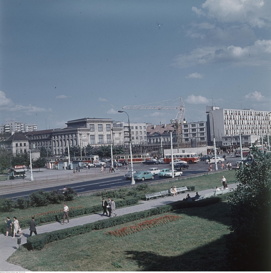 Widok od strony ul. Nowotki w kierunku południowo-wschodnim, 1969, fot. Grażyna Rutowska, Narodowe Archiwum Cyfrowe: 40-W-14-12